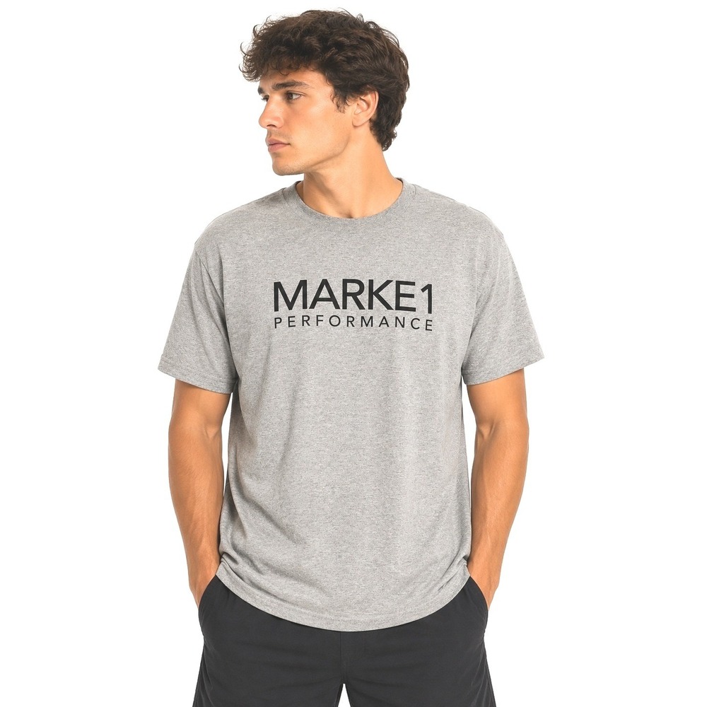 Marke1 Performance Gildan | Dry Blend Mens Gray Graphic T-Shirt Short Sleeve | M